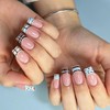 PINE WAVES 24Pcs Blue Press on Nails Almond, Summer Nails