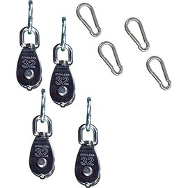 Park & Sun Sports Advanced Cable Volleyball Net Pulley Attachment System: Equipped with 4-32 mm Pulleys and 3 in Carabiners, Black