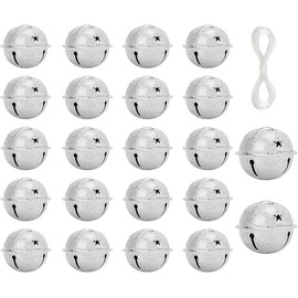 Luyoaozy 30PCS Silver Jingle Bells 1.6 Inch Star Design Christmas Craft Bells Christmas Bells for Christmas Tree Holiday DIY Home Decorations (Silver Star)