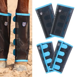 Harrison Howard Loose-Fitting Horse Fly Leggings Breathable, Tear-Resistant Fine Mesh Leg Guards Stay-on Comfortable Fly Boots (Set of 4) Sky Blue Small