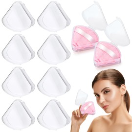 Yuanchu 8Pcs Powder Puffs Holder Cases, Triangle Makeup Puff Container Clear Makeup Sponge Protective Container Triangle Beauty Blender Storage Case for Travel
