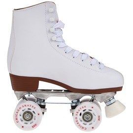 CHICAGO SKATES Deluxe Leather Lined Rink Skate Ladies and Girls, White, 8