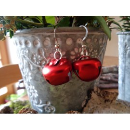 .｡.:* ☆ GLÖCKCHEN OHRRINGE IN GLÄNZEND, MATT & ROT & SILBER ☆*.:｡. süßes Nikolaus- Wichtel-, Adventskalender- oder Weihnachtsgeschenk, Advent, Weihnachten, Glocken Ohrringe (rot matt)