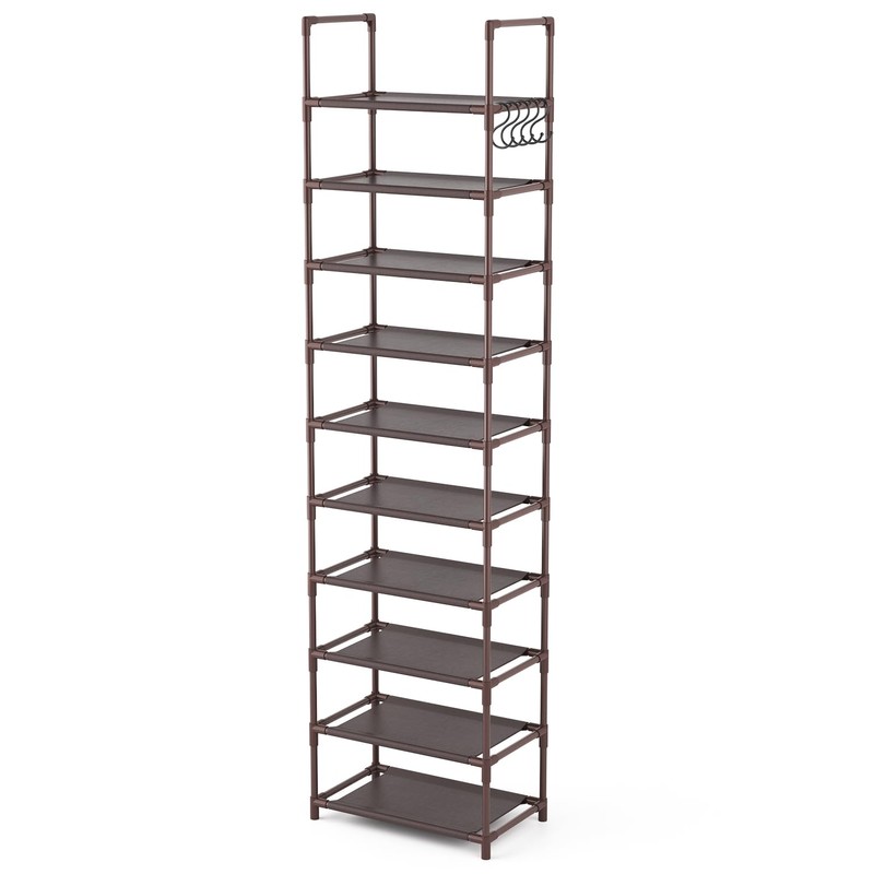 LANTEFUL 10 Tiers Tall Shoe Rack 20-25 Pairs Boots Organizer