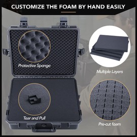Lykus HC-5010 Large Waterproof Hard Case with Foam, Interior Size 19.7x15.7x6.5 inch, Suitable for electronics and more