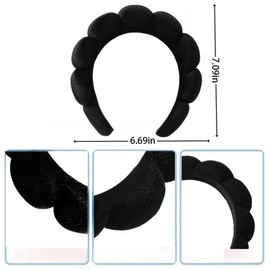 Pezlun Spa Headband Set Washing and makeup sponge hair hoop suit bath towel cloth for cleaning the face or bath beam. (Black, Average code)