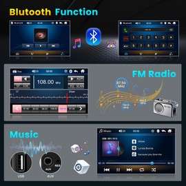 Inefala Double Din Car Stereo Radio with 7 Inch HD Touchscreen, Multimedia Car Audio Support Bluetooth, Mirror Link, FM Radio, EQ, SWC-USB/AUX Input/TF Card Port Car Audio Receivers with Backup Camera