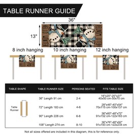 Seliem Hello Winter Snowman Table Runner, Black White Buffalo Plaid Check Snow Farmhouse Kitchen Dining Table Decor, Christmas Holiday Seasonal Home Decoration Indoor Outdoor Party Supply 13x36 Inches