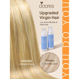 DOORES Tape in Hair Extensions Human Hair, 10pcs 25g 14 Inch Drity Blonde Highlight Golden Blonde, Human Hair Extensions Natural Hair Extensions Seamless Straight