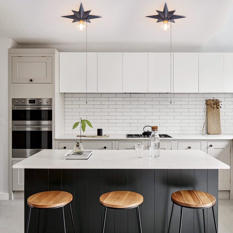 VILUXY Flush Mount Ceiling Light, Black Star Light Fixtures Ceiling