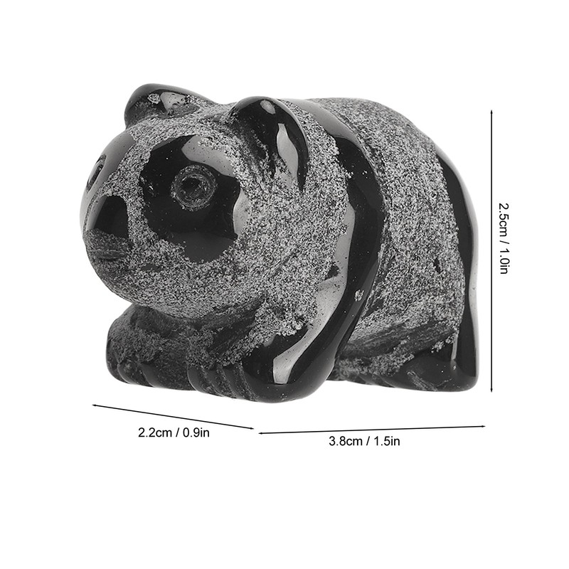 2pcs Panda Statue Obsidian Frosted Cute Mini Ingenious Handcrafted Panda