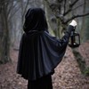 Joukavor Medieval Velvet Cape with Hood Women Short Renaissance Hooded