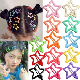 Hair Clips Stars Small, Metal Star Hair Clips, Colour Star Hair Clips, Colourful Star Hair Pins, Metal Snap Hair Clips for Women Girls Gifts