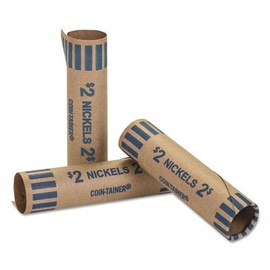 Preformed Tubular Coin Wrappers, Nickels, 2, 1000 Wrappers/Box