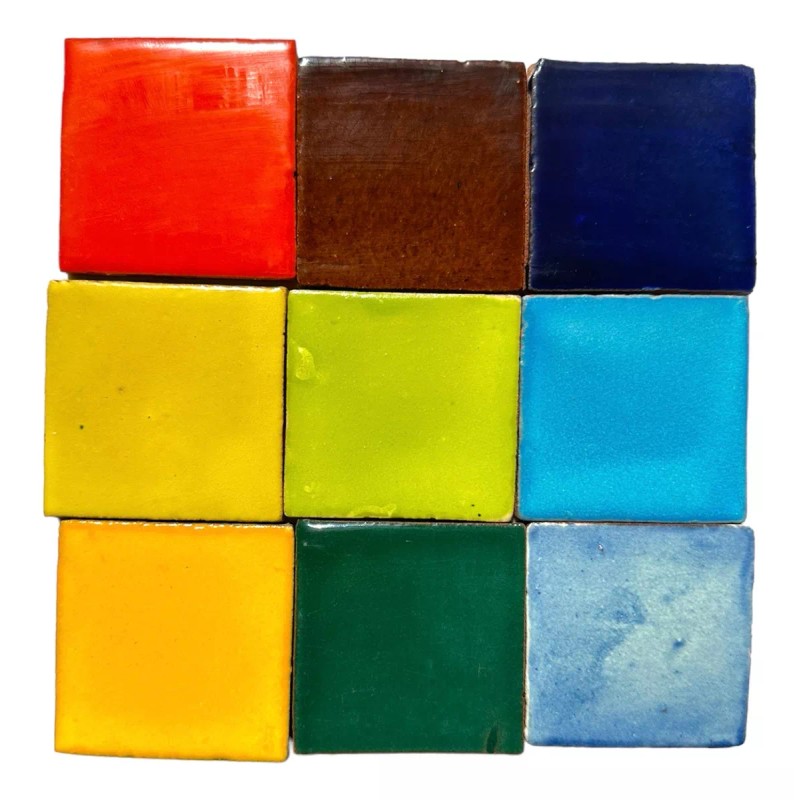 Escanver 40 Piezas Azulejo Talavera 5x5 Cm Mezcla Colores Lisos