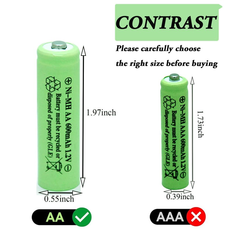 XUNTU Ni-MH AA 600mAh 1.2V Rechargeable Batteries Double A Pre-Charged
