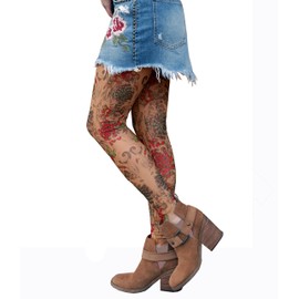 Wild Rose Ladies MUMS Tattoo Mesh Leggings, Tan, X-Large