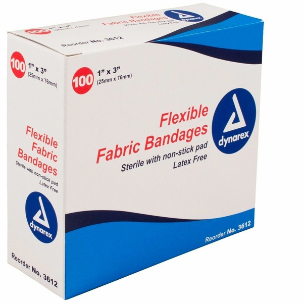 Dynarex Flexible Fabric Bandage, 3612, 1" x 3" 100 pcs