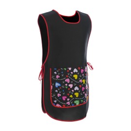 H HANSEL HOME Women's Sleeveless Tunic for Hygiene Apron Cleaning Black Work Uniform, Black with heart drawing