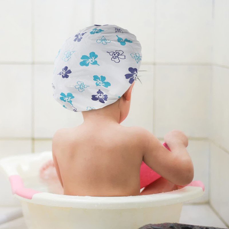 Waterproof Shower Caps, 3 Pcs Plastic Reusable Shower Caps Elastic