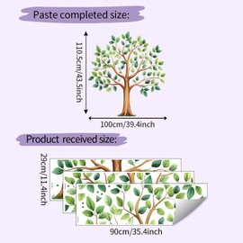 Mirabuy Large Green Tree Wall Decals, Watercolor Green Plant Tree Wall Stickers for Kids Bedroom Nursery Living Room Home Wall Decor, 39.4 x 43.5 inches