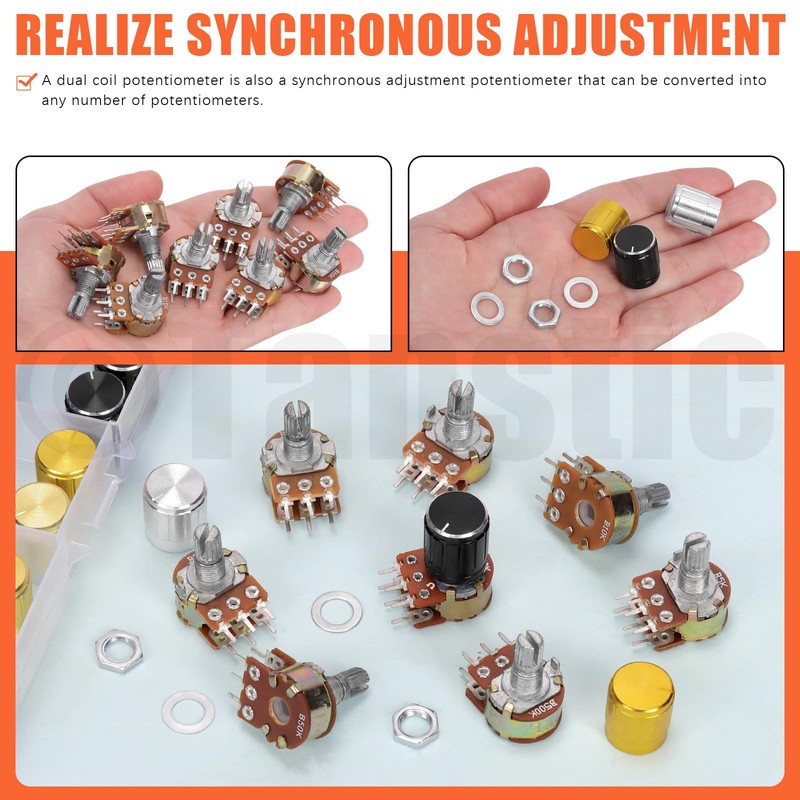 Tanstic 16 Sets B1K-B1M Potentiometer Linear Taper Rotary Potentiometer B