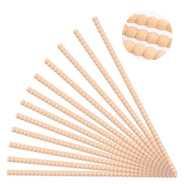Beaded Wood Trim Molding Decorative Half Wooden Bobbin Trim 15.7 Inch Unfinished 3D Decorative Molding Paintable for Home Wall Cabinet Door Window Bookshelf DIY Decoration (11mm, 12 Pcs)