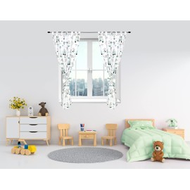TupTam Children's Room Curtains with Bows Set of 2, Colour: Zoo Green, Size: Approx. 155 x 95 cm