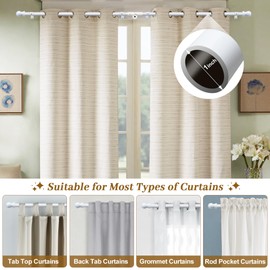 Lcokeiy White Steel Corner Curtain Rod, 30-136 Inch, Adjustable, Wall Mounted, Glossy Smooth Finish