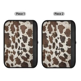 TOADDMOS Brown Cow Spots Seat Belt Cover Pad Set of 2 Decorative Safety Seatbelt Cushion Adjustable Fluffy Seat Belt Cover,Winter Car Interior Decoration