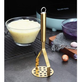 Berglander Potato Masher, Heavy Duty Stainless Steel Gold Potato Ricer With Titanium Plating, Kitchen Vegetable Fruit Masher (Gold)