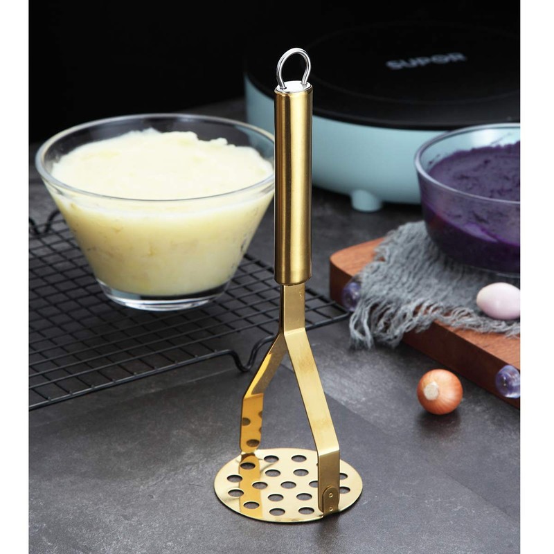 Berglander Potato Masher, Heavy Duty Stainless Steel Gold Potato Ricer