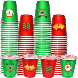 Wenqqy 100 Pcs 2 oz Christmas Plastic Shot Cups Christmas Mini Disposable Shot Glasses Small Plastic Shot Glasses Bulk for Christmas Party Decorations Supplies