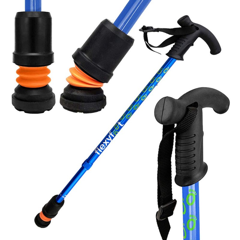 Flexyfoot Shock Absorbing Derby Handle Walking Stick – Improved Comfort,