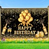 YinQin 180x120 cm Glitter Golden Black Happy Birthday Backdrops Banners