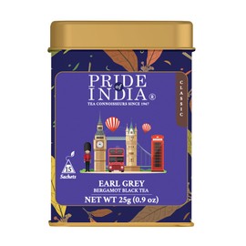 Pride of India | PACK of 6 - Earl Grey Bergamot Black Tea | 15 Pyramid Full Leaf Individually Wrapped Tea Bags | Full-Bodied, Citrusy Flavor | Single Estate Certified Tea | High Caffeine