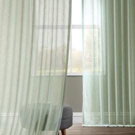HPD Half Price Drapes SHCH-SS07164-108 Cortina Transparente de Lino Liso (1 Panel), 50 x 108, Rio Sky