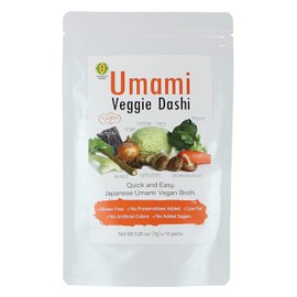 Kinjirushi Umami Veggie Dashi Soup Stock 2.47oz, (7g×10pcs) Vegan, Gluten Free, Savory, Shiitake, Ginger, Japanese, Miso Soup, Powder, Ramen, Ramen Noodles, Keto, Miso