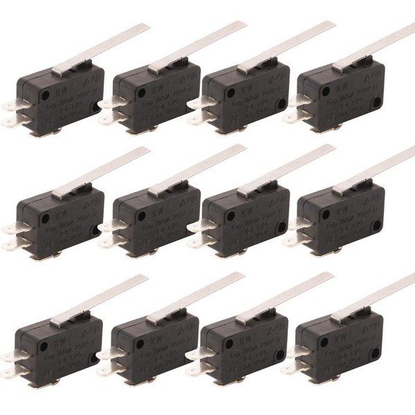 CESFONJER 12pcs Micro Limit Switch|Momentary Hinged Metal Roller Lever Microswitch