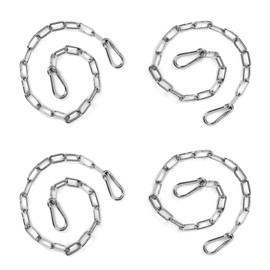 4PCS Stainless Steel Gate Chain Lock - 24 Inch Chain Link with Double-Ended Carabiners for Outdoor Fence and Metal Gates - Secure Gate Latches and Locks for Cow, Horse, Dog, Pet Cages