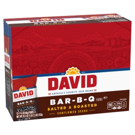 DAVID Roasted and Salted Sunflower Seeds, Bar-B-Q Flavor, 1.625oz. (Pack of 12)