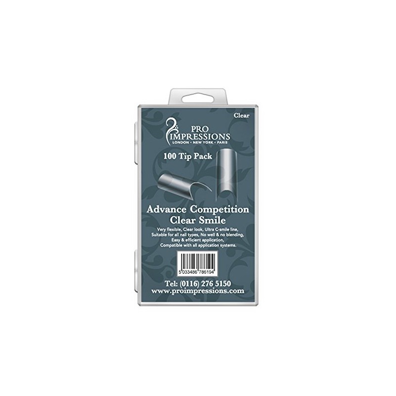 Pro Impressions 100-Piece Advance Competition Clear Smile Nail Tips Set