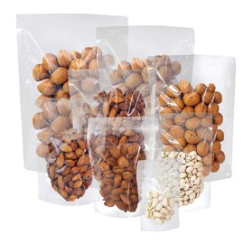 100 Pack Smell Proof Mylar Bags 4.8x7.9+3.2inch, Resealable Stand Up Food Storage Bags Clear Reusable Self Seal Zipper Lock Mylar Bags for Food, Seeds, Pills