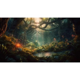 Fantasy Forest Aquarium Background Forest Glowing Trees Luminescent Flowers Reptile Habitat Backdrop Amazing Trees Stream Terrarium Backdrop Tropical Forest Fish Tank Background Vinyl 36x18in