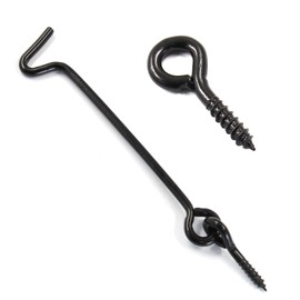 Uenhoy 5 Pcs Cabin Hook and Eye Latch 4 Inch Gate Door Swivel Window Latch Hook with Mounting Screws, Black