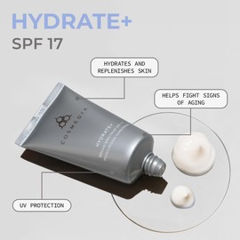 COSMEDIX Hydrate Plus Sunscreen with Broad Spectrum SPF 17 - Moisturizing Face & Body Sun Screen for Travel & Daily Skin Care - Sunblock for Skin Elasticity, Dewy & Radiant Glow, No White Cast