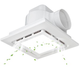 10" Ultra Quiet Bathroom Exhaust Fan with 6500K LED Light, 1.0 Sone 145 CFM, 8.3x8.3 Mount, 1500 LM Ceiling Ventilation Fan