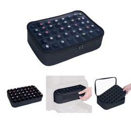 UOZL 2 Pcs Small Clear Nail Polish Organizer Holds 80 bottles(15ml-0.5fl.oz) Nail Polish Case Multifunctional Nail Polish Bag Organizer, Cosmetic Travel Makeup Bags for Women Black