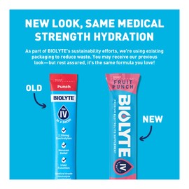 BIOLYTE IV Electrolyte Powder Packets, IV Liquid Drink Mix for Water, Doctor-Developed Hydration, HSA & FSA Approved Dehydration Relief, Chemotherapy Must Haves for Women & Men - Punch (16 Sticks)