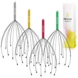 HOFASON 4 Pack Head Massager Head Scratcher, Scalp Massager Christmas Gift Ideas Stocking Stuffers for Women Men, Massager Tool Bulk Set for Hair Growth and Body Stress Relax (Random Colors)